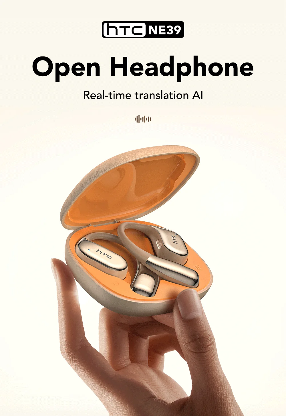 HTC NE39 AI Translate Earphone Wireless Bluetooth Earphones Long Battry Life TWS Sport Open Ear Headphones With Mic HD Call