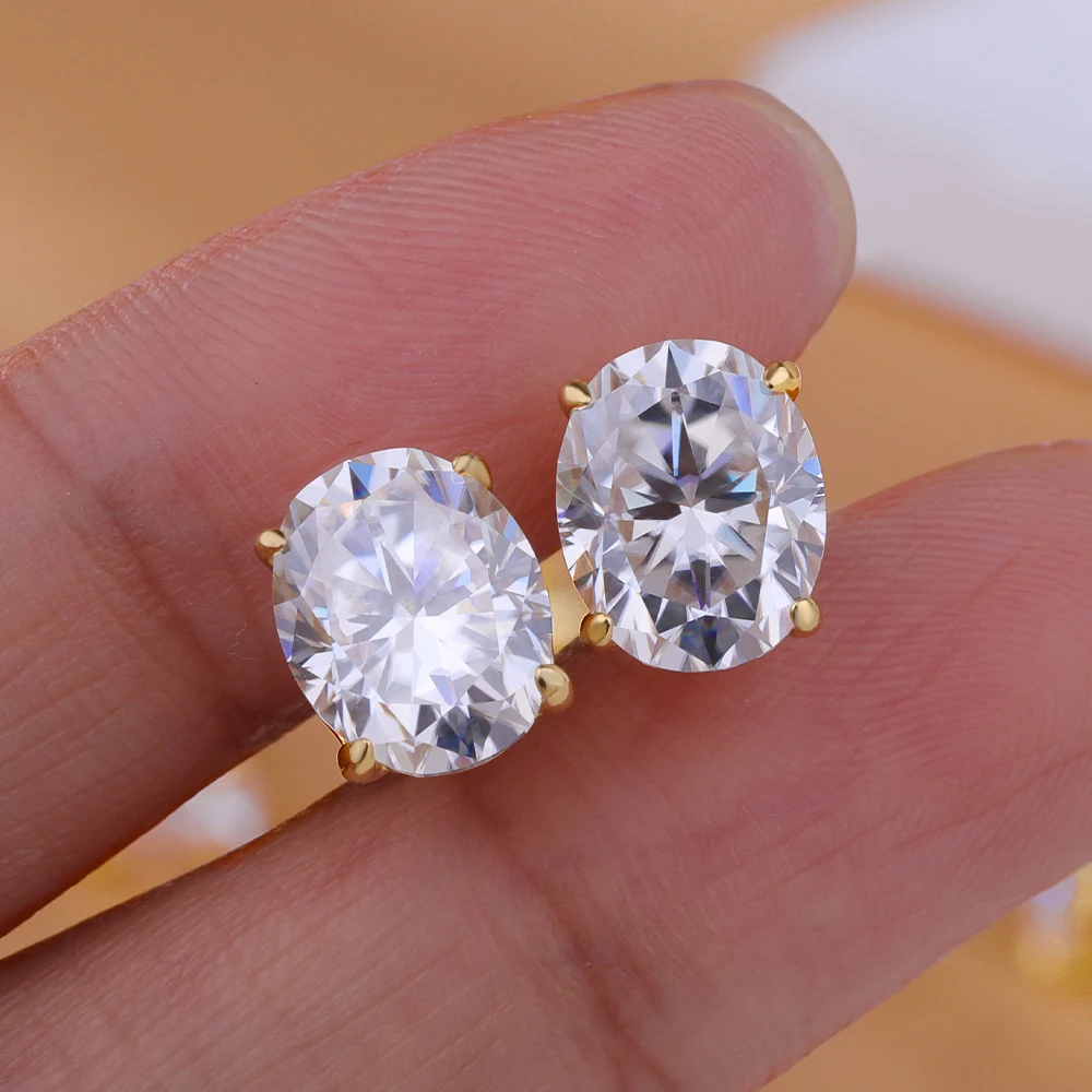 0.5-5ct Oval Cut Moissanite Stud Earring for Women D Color Sparkling Diamond 925 Sterling Silver Ear Studs Party Jewelry Gifts
