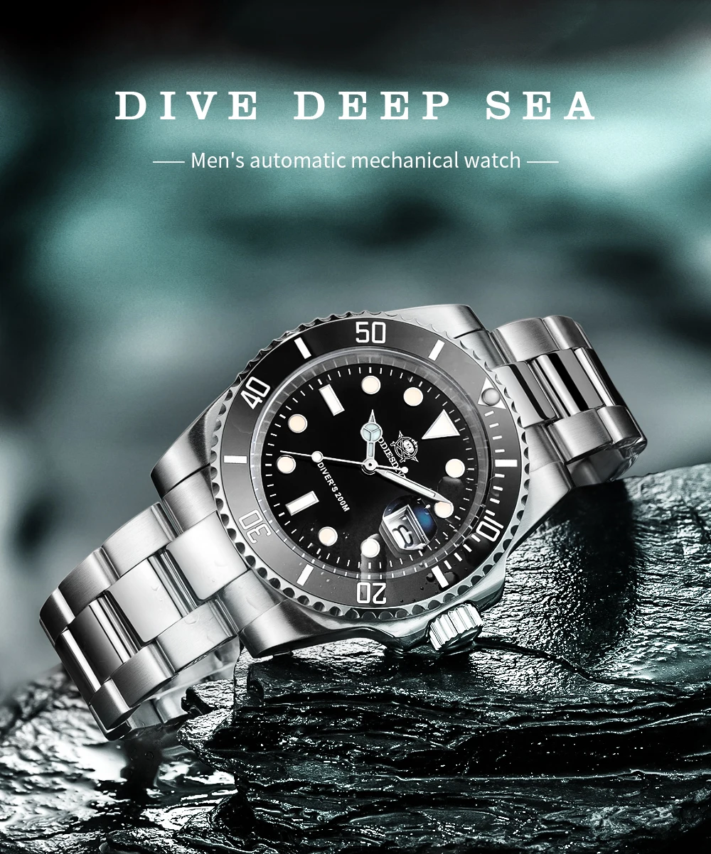 ADDIESDIVE Classic Men's Business and Leisure Quartz Watch 200m Waterproof 316L Stainless Steel Sports Night Light Diving Watch