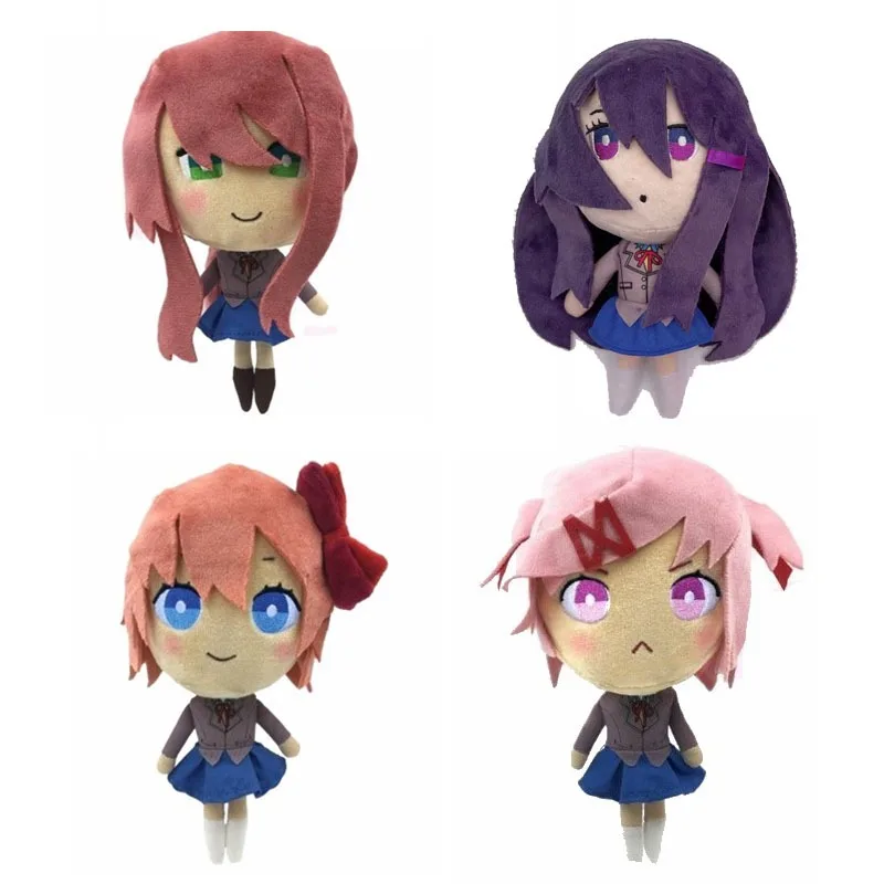 Hot Cute Doki Doki Literature Club! Plush Set Monika Sayori Natsuki Yuri Soft Stuffed School Uniform Toys for Fans Home Decor