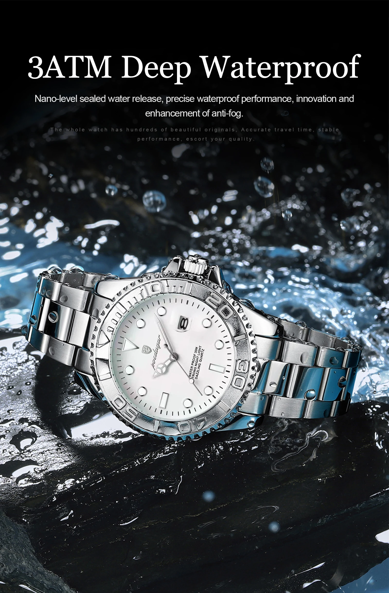 POEDAGAR Casual Fashion Man Wristwatch Waterproof Luminous Date Exquisite Men Watch Stainless Steel Classic Men's Quartz Watches