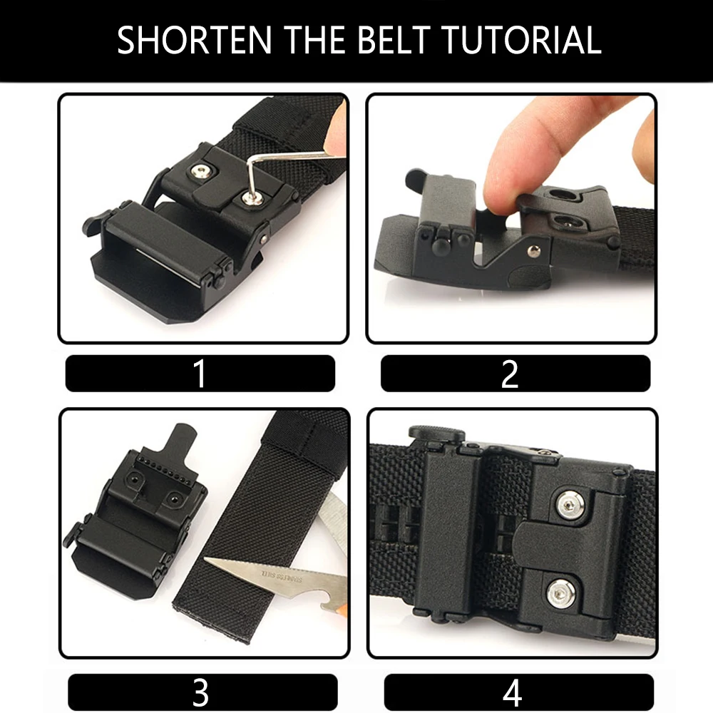 TUSHI Belt Hard Tactical Belt for Men Metal Automatic Buckle IPSC Gun Belt 1100D Nylon Military Belt Outdoor Sports Girdle Male