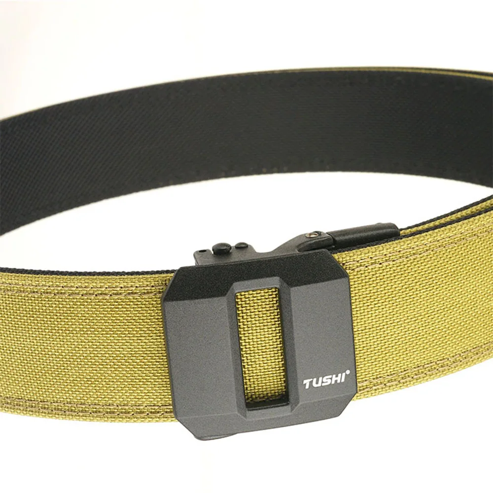 TUSHI Belt Hard Tactical Belt for Men Metal Automatic Buckle IPSC Gun Belt 1100D Nylon Military Belt Outdoor Sports Girdle Male