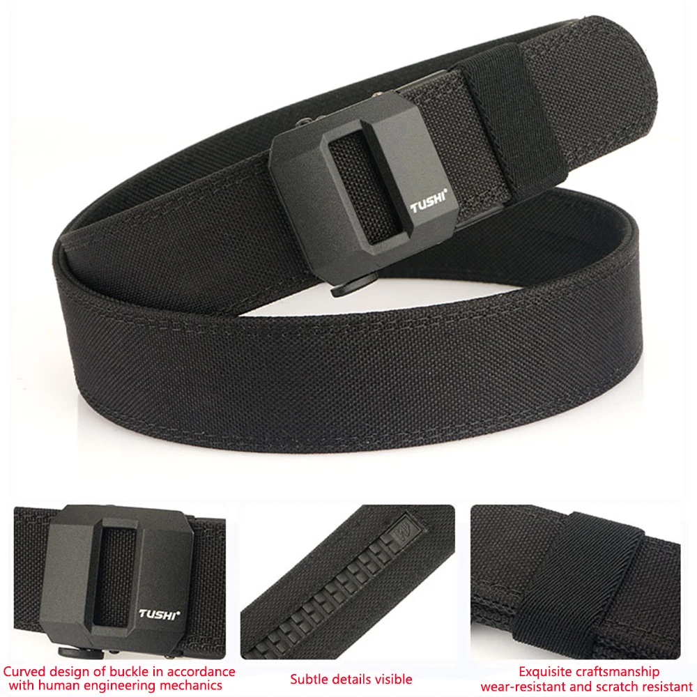 TUSHI Belt Hard Tactical Belt for Men Metal Automatic Buckle IPSC Gun Belt 1100D Nylon Military Belt Outdoor Sports Girdle Male