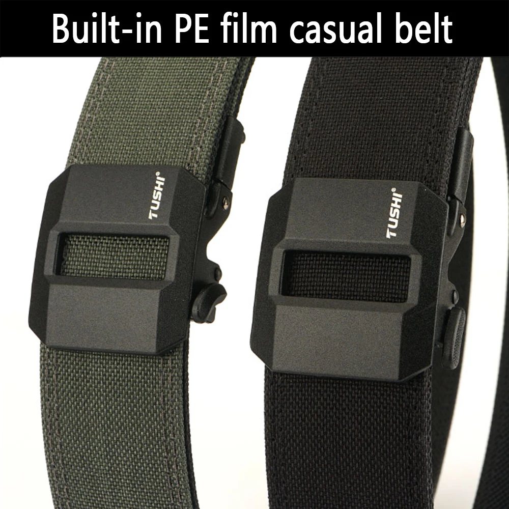 TUSHI Belt Hard Tactical Belt for Men Metal Automatic Buckle IPSC Gun Belt 1100D Nylon Military Belt Outdoor Sports Girdle Male