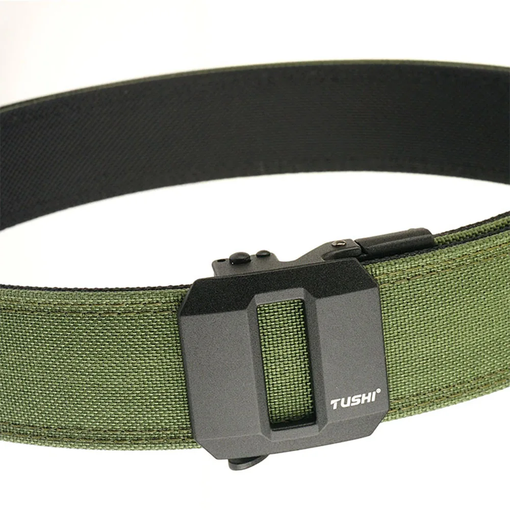 TUSHI Belt Hard Tactical Belt for Men Metal Automatic Buckle IPSC Gun Belt 1100D Nylon Military Belt Outdoor Sports Girdle Male