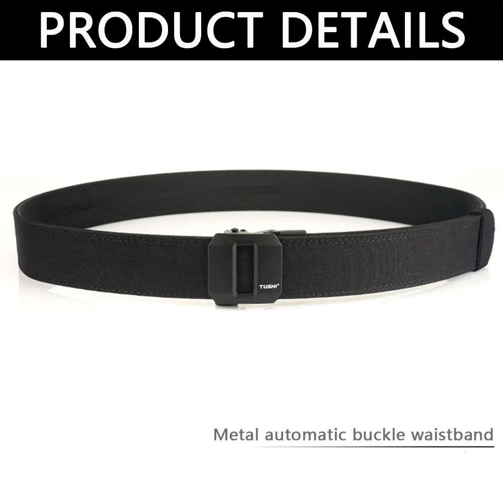 TUSHI Belt Hard Tactical Belt for Men Metal Automatic Buckle IPSC Gun Belt 1100D Nylon Military Belt Outdoor Sports Girdle Male