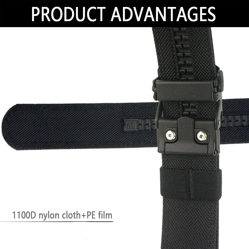 TUSHI Belt Hard Tactical Belt for Men Metal Automatic Buckle IPSC Gun Belt 1100D Nylon Military Belt Outdoor Sports Girdle Male