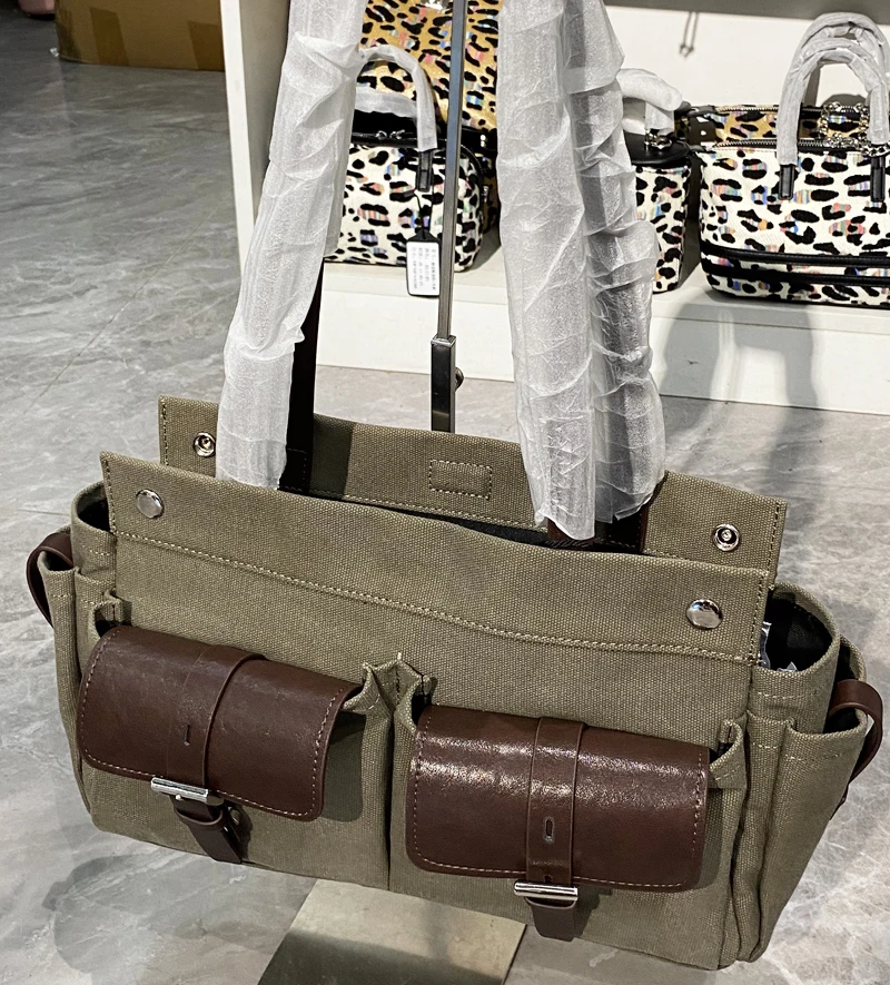 Classic Canvas Tote Bags For Women Luxury Designer Handbag Purse 2026 New In Multiple Pockets Top Handle Underarm Cloth Shoulder