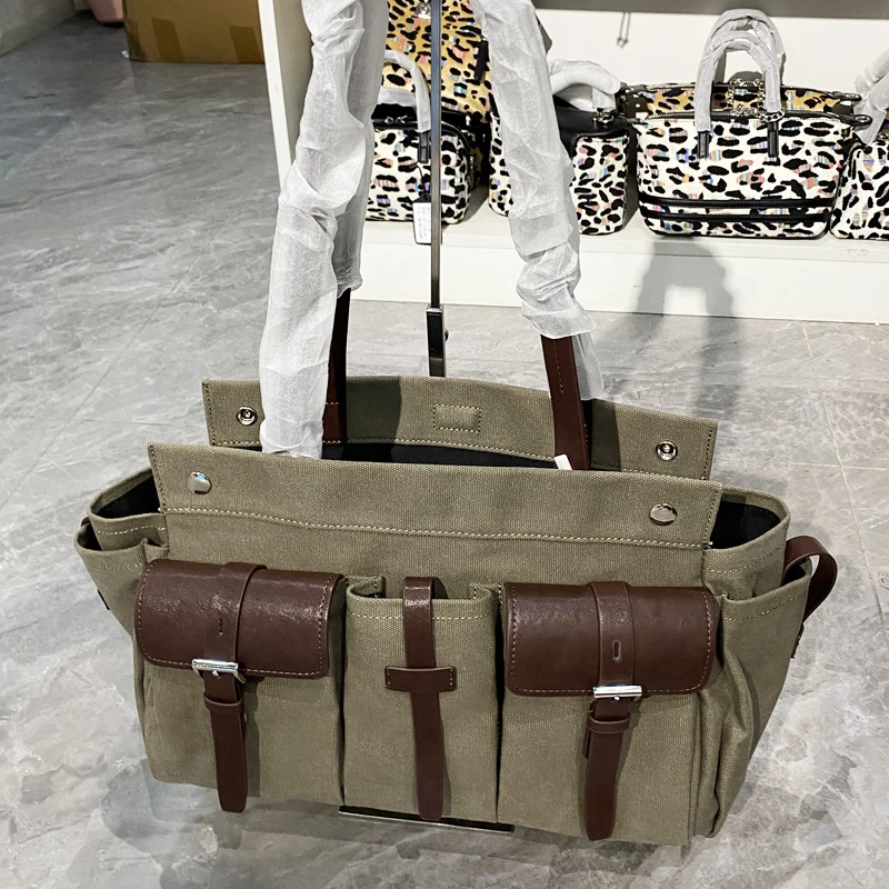 Classic Canvas Tote Bags For Women Luxury Designer Handbag Purse 2026 New In Multiple Pockets Top Handle Underarm Cloth Shoulder