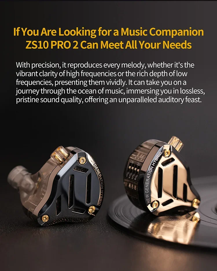KZ ZS10 Pro 2 HIFI Metal Earphone In Ear Bass Earbud 4-Level Tuning Switch Headphone 2PIN Cable ZAS ZSX ZSNPRO AS16PRO ZS10PRO 2