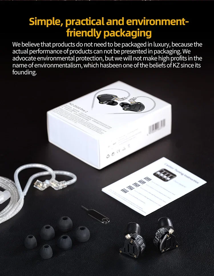 KZ ZS10 Pro 2 HIFI Metal Earphone In Ear Bass Earbud 4-Level Tuning Switch Headphone 2PIN Cable ZAS ZSX ZSNPRO AS16PRO ZS10PRO 2