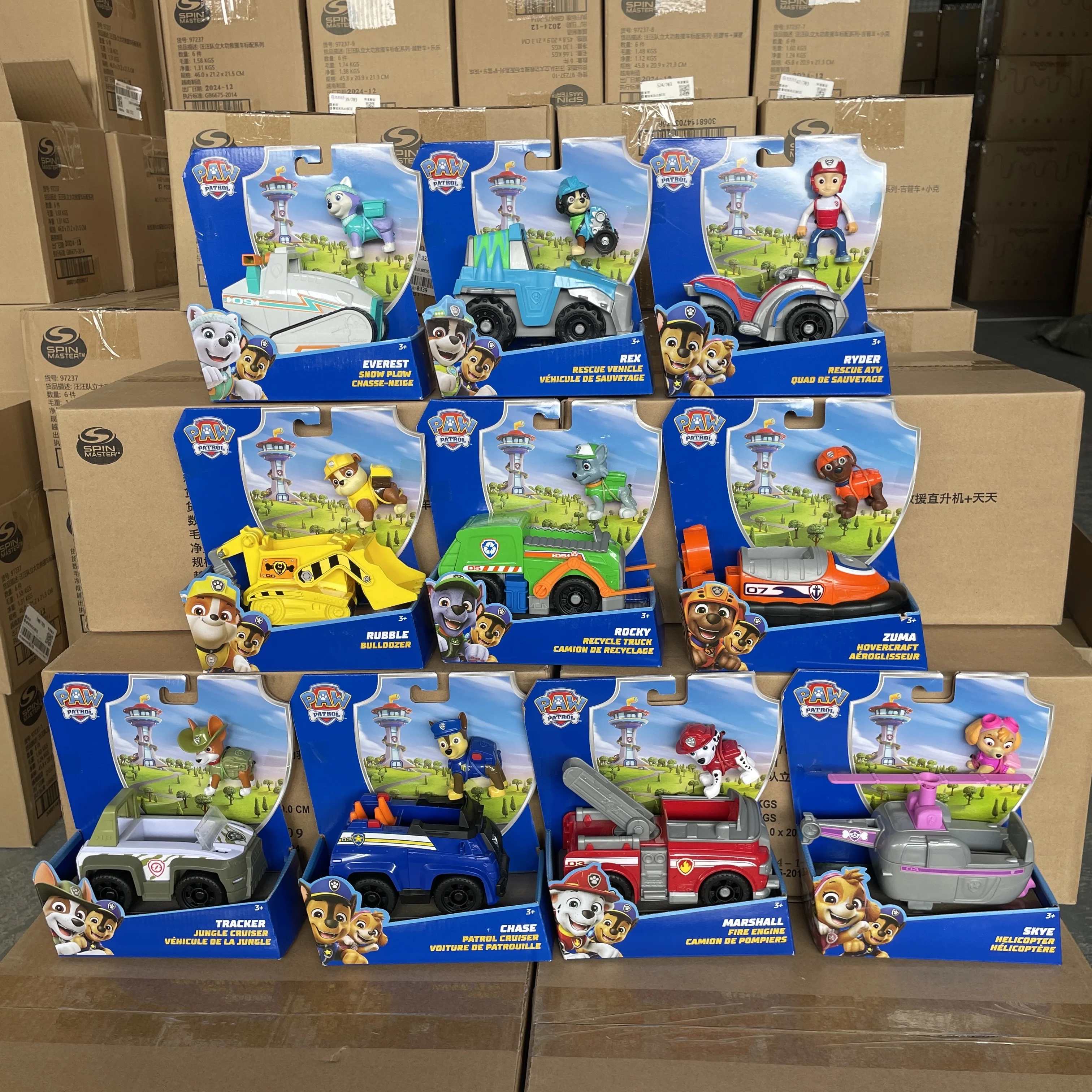 10kinds Genuine Paw Patrol Everest Ryder Rex Skye Chase Rocky Zuma Vehicle with Collectible Figure Birthday Gift Children Toy