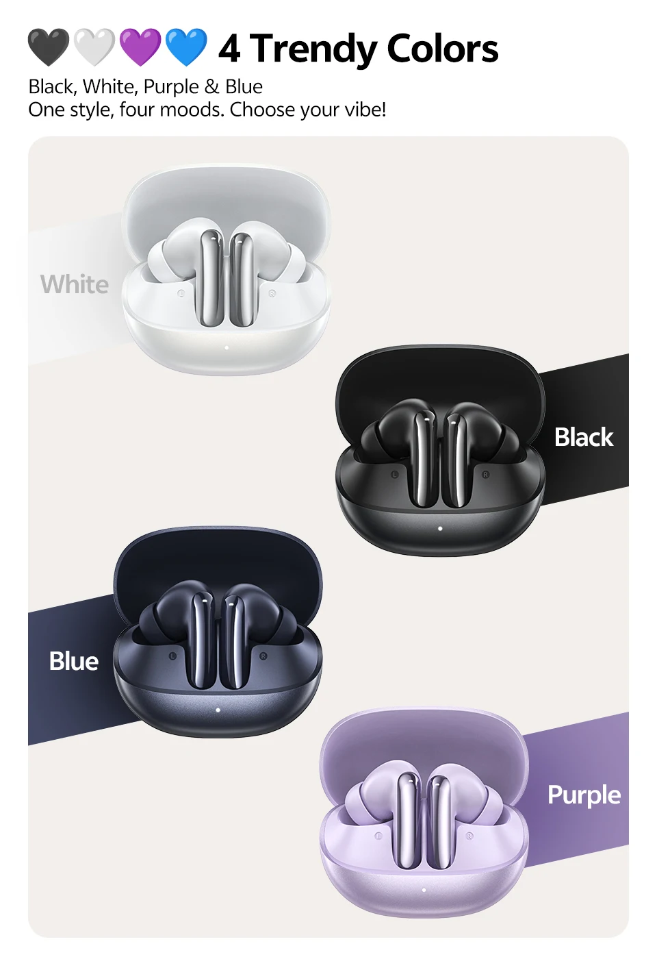 QCY MeloBuds N20 Wireless Earphones HT20 Bluetooth 6.0 Adaptive Hybrid ANC Headphone 6 Mics HD Call TWS Earbud 68ms Low Latency