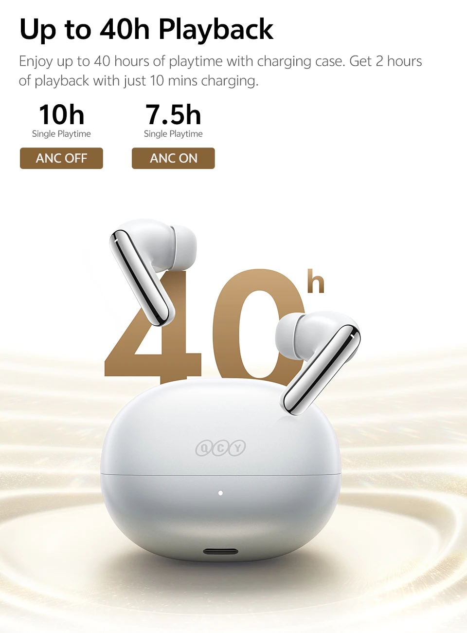 QCY MeloBuds N20 Wireless Earphones HT20 Bluetooth 6.0 Adaptive Hybrid ANC Headphone 6 Mics HD Call TWS Earbud 68ms Low Latency
