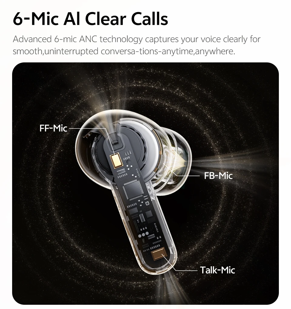 QCY MeloBuds N20 Wireless Earphones HT20 Bluetooth 6.0 Adaptive Hybrid ANC Headphone 6 Mics HD Call TWS Earbud 68ms Low Latency