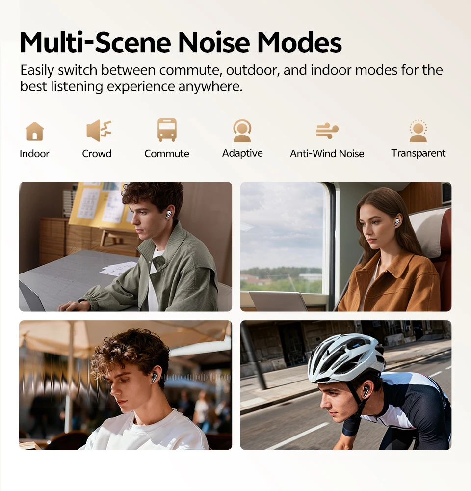 QCY MeloBuds N20 Wireless Earphones HT20 Bluetooth 6.0 Adaptive Hybrid ANC Headphone 6 Mics HD Call TWS Earbud 68ms Low Latency