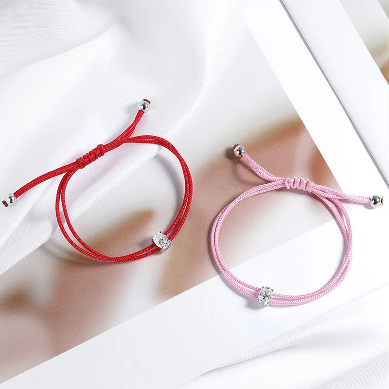 Smyoue Oval Cut 5*7mm Moissanite Bracelets Braided-rope Chain for Women Girls Birthday Gift Pure Silver S925 Bracelet Wholesale