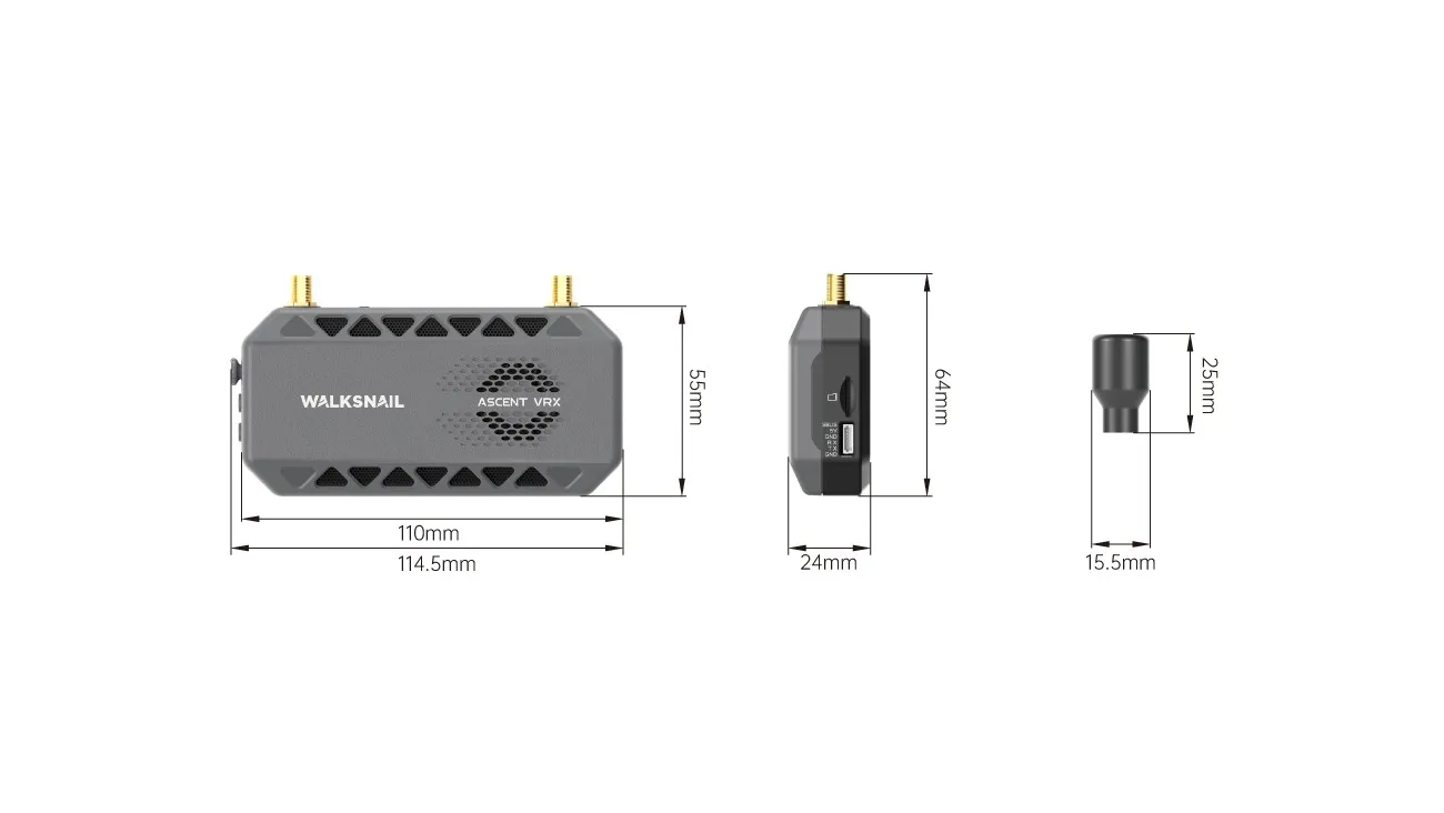 CADDXFPV Walksnail Ascent FPV VRX Receiver Supports All FPV Goggles And Displays With HDMI Input For RC Cars and Drones