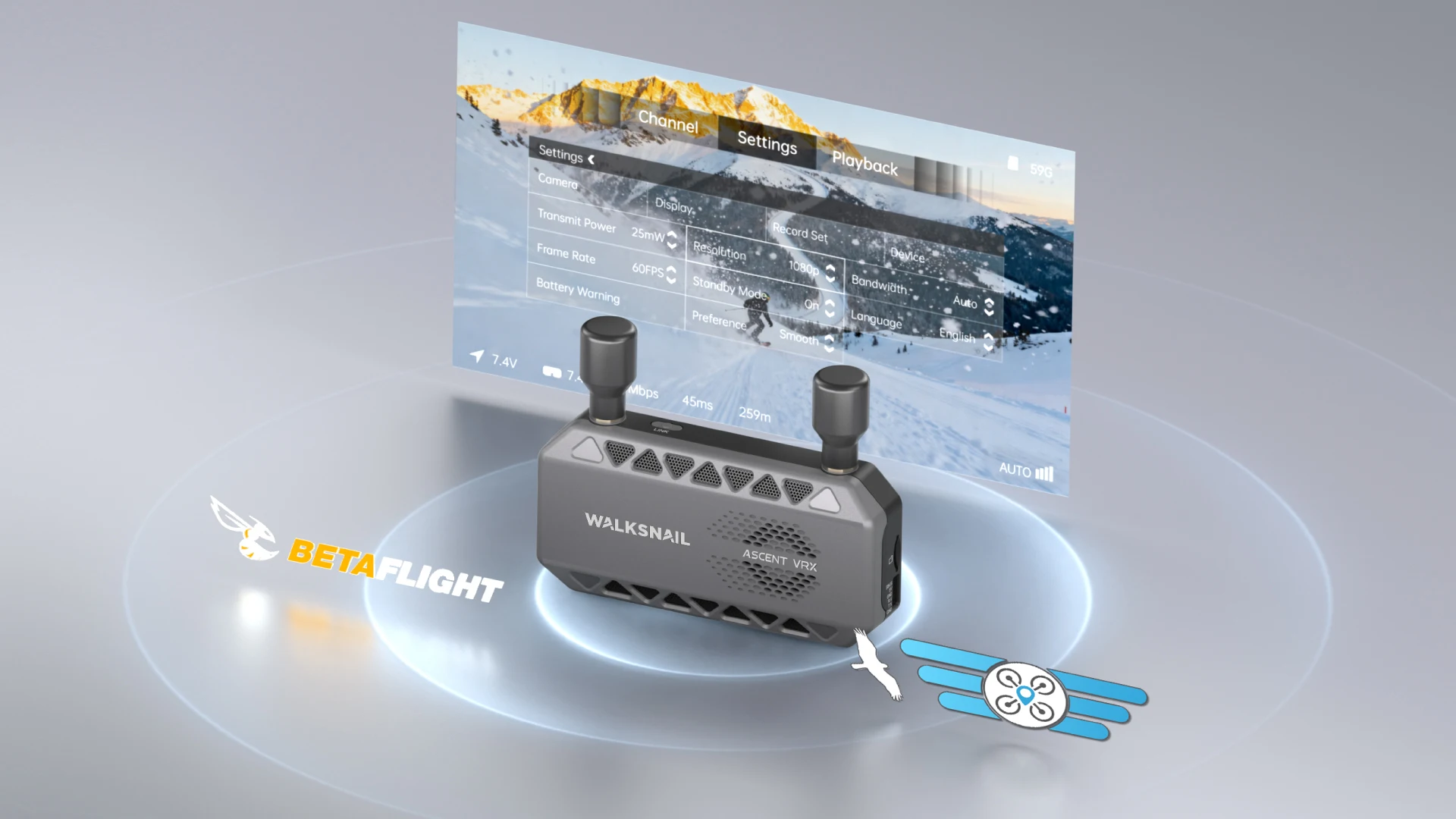 CADDXFPV Walksnail Ascent FPV VRX Receiver Supports All FPV Goggles And Displays With HDMI Input For RC Cars and Drones