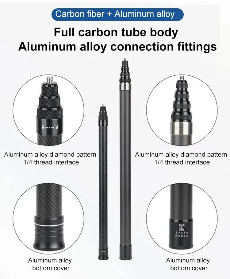 3M Carbon Fiber Scalable Monopod Extended Edition Invisible Selfie Stick For Insta360 X3 X2 For Go Pro 9 10 11 12 Stick Tripod