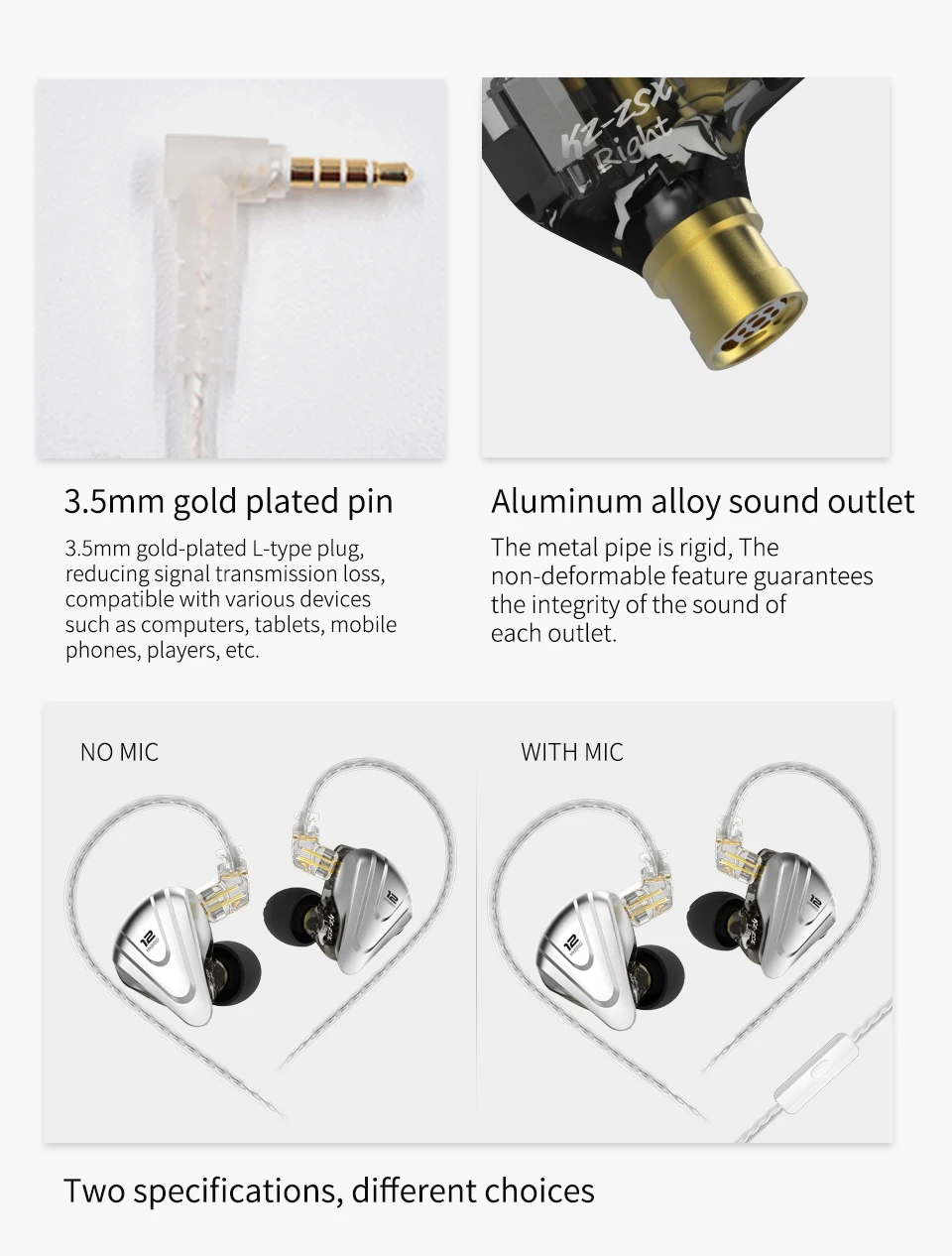 KZ ZSX Terminator Metal Headphones 5BA + 1DD Hybrid 12-driver HIFI Bass headphones In-ear monitoring and cancellation