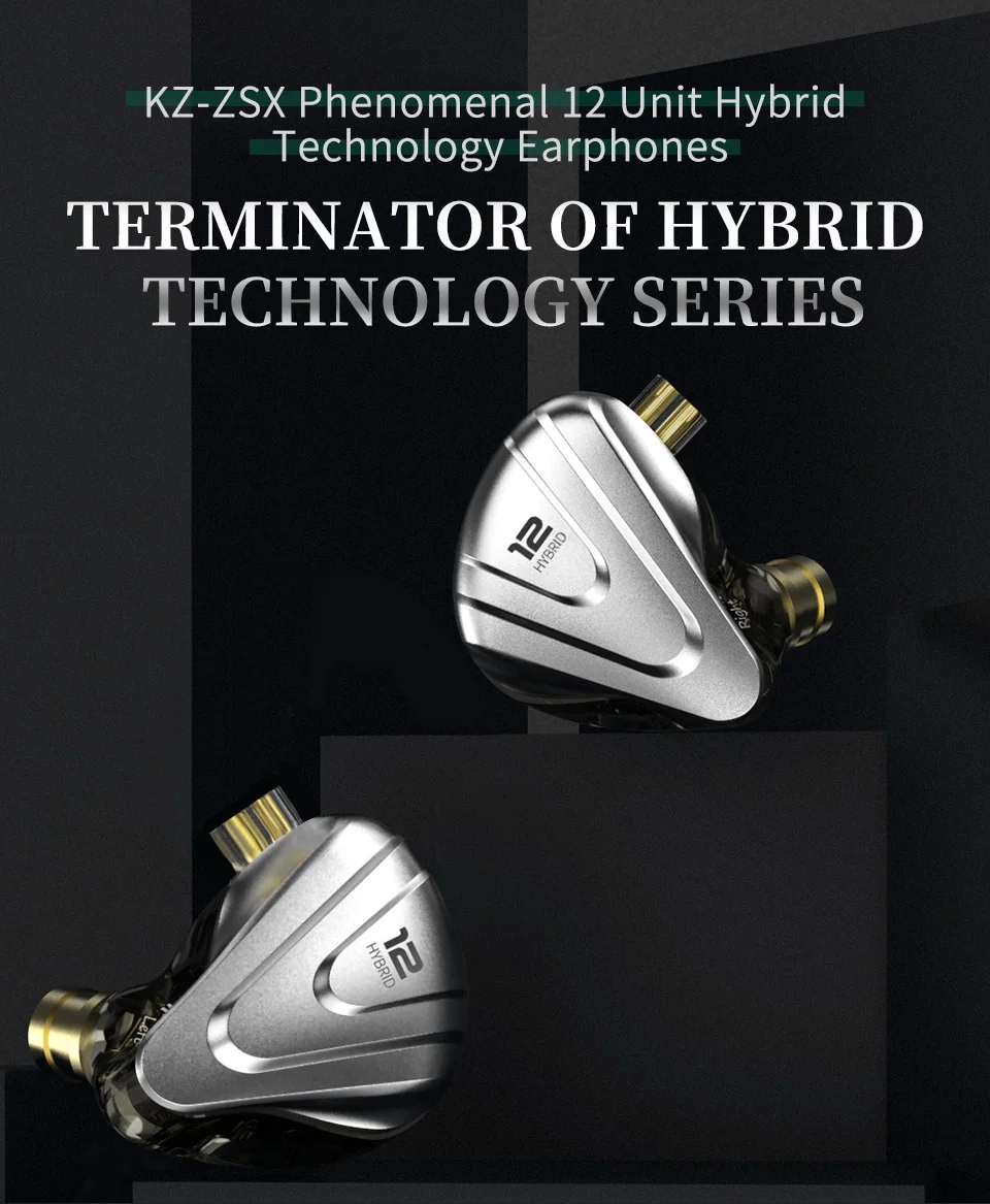 KZ ZSX Terminator Metal Headphones 5BA + 1DD Hybrid 12-driver HIFI Bass headphones In-ear monitoring and cancellation