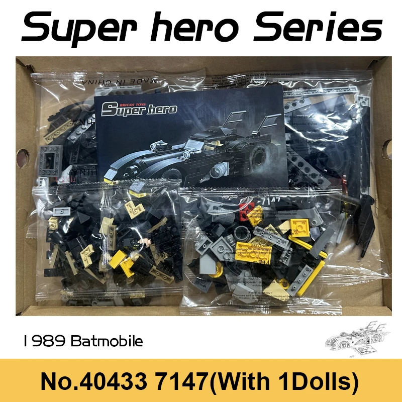 7147 Super Heroes Series 1989 Batmobile Building Blocks Classic Limited Bat Chariot Car Model Bricks Toys For Children Boys Gift