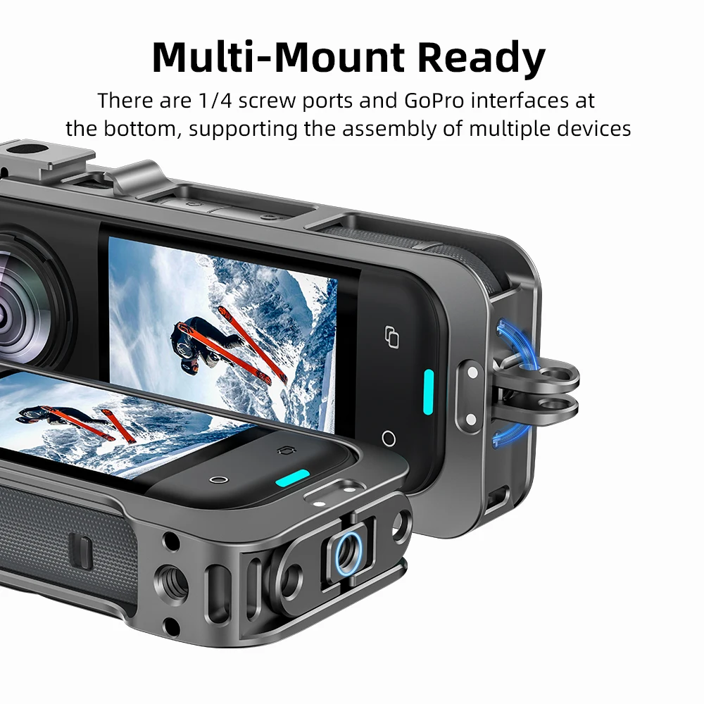 Flymile Metal Cage Protective Case for Insta360 X5 Accessories Aluminum Alloy Expansion Frame Adapter Mount with Lens Guard