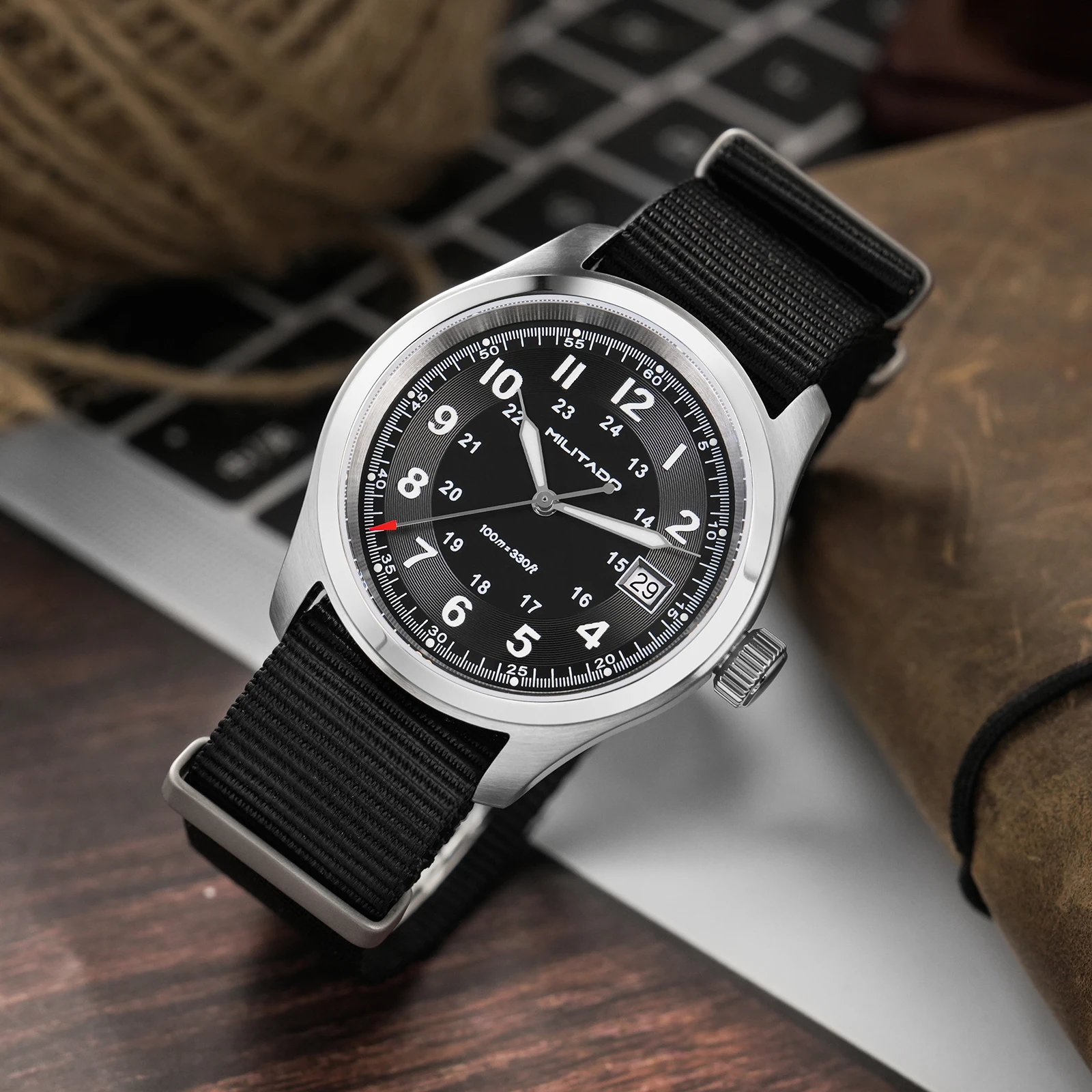 Militado ML08 Vintage Quartz Watch Ronda 515 Movement Ar Sapphire Mirror 38Mm Wrist Watch Date Super Luminous Waterproof Watches