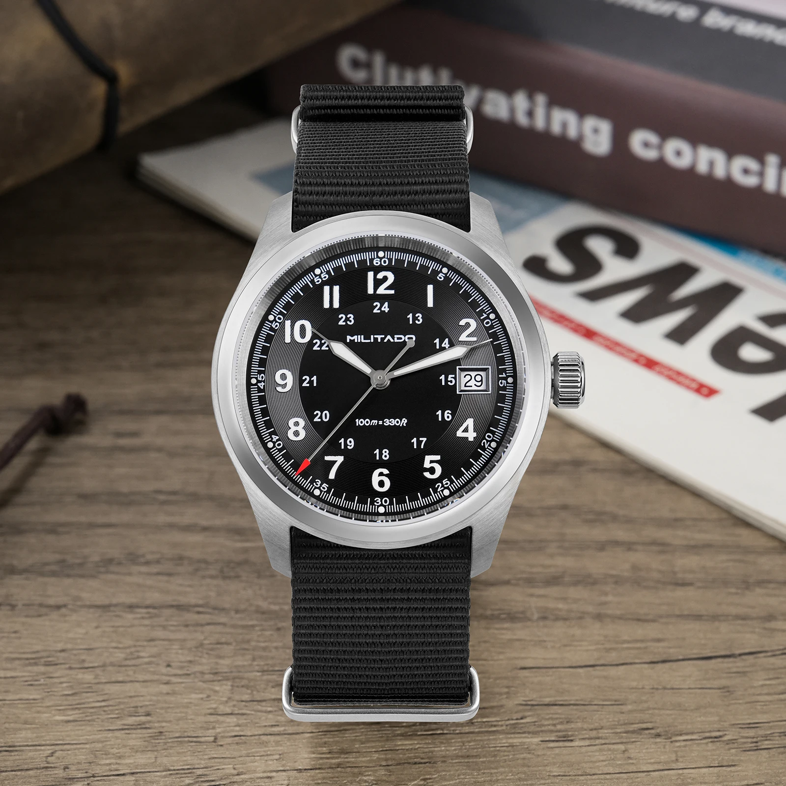 Militado ML08 Vintage Quartz Watch Ronda 515 Movement Ar Sapphire Mirror 38Mm Wrist Watch Date Super Luminous Waterproof Watches