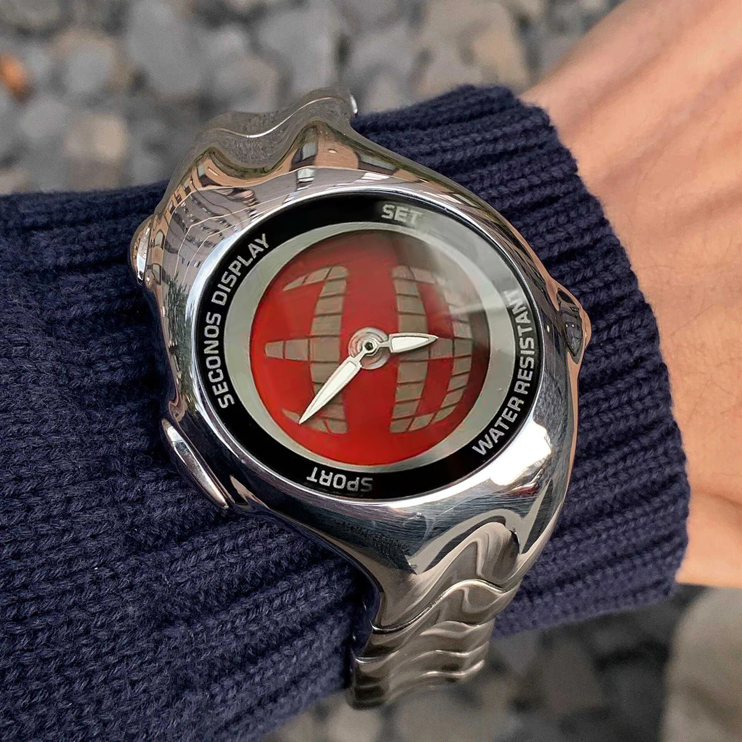 Y2K Digital Men's Watch Twisted Technology Dual-Display Vintage-Futuristic Style Timepiece Unique Metal Men's Quartz Wristwatch