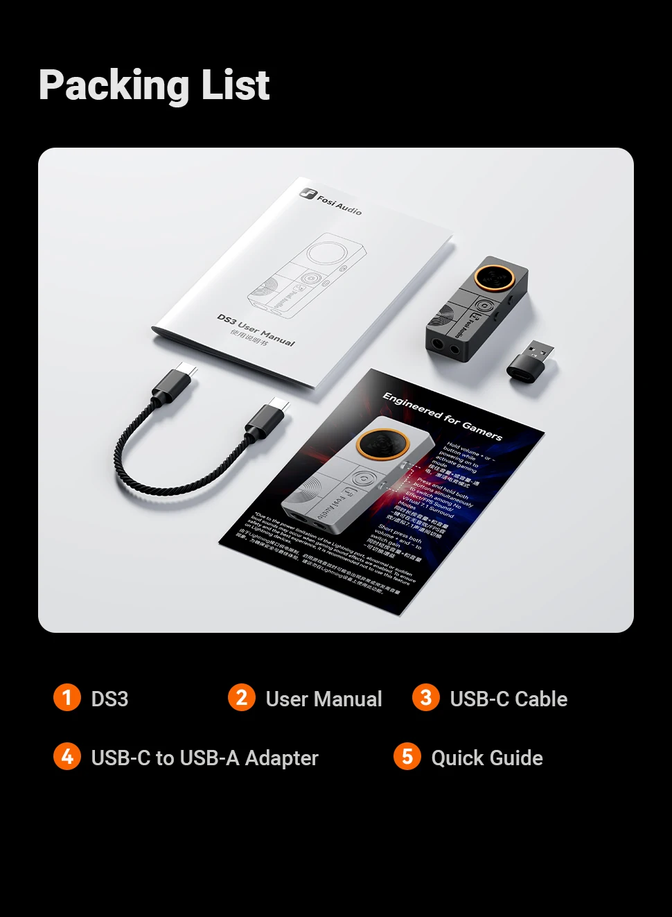 Fosi Audio DS3 DAC Amp Portable HIFI Headphone Amplifier XMOS XU316 DSD512 Dongle DAC 4.4mm Balanced/3.5mm Jack