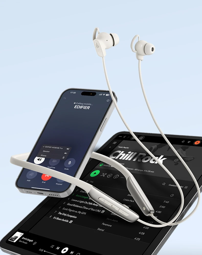Edifier W280NB Pro Wireless Noise Cancelling Neckband Headphones Bluetooth V5.4 Hi-Res LDAC Sport Earphones IP55 Waterproof