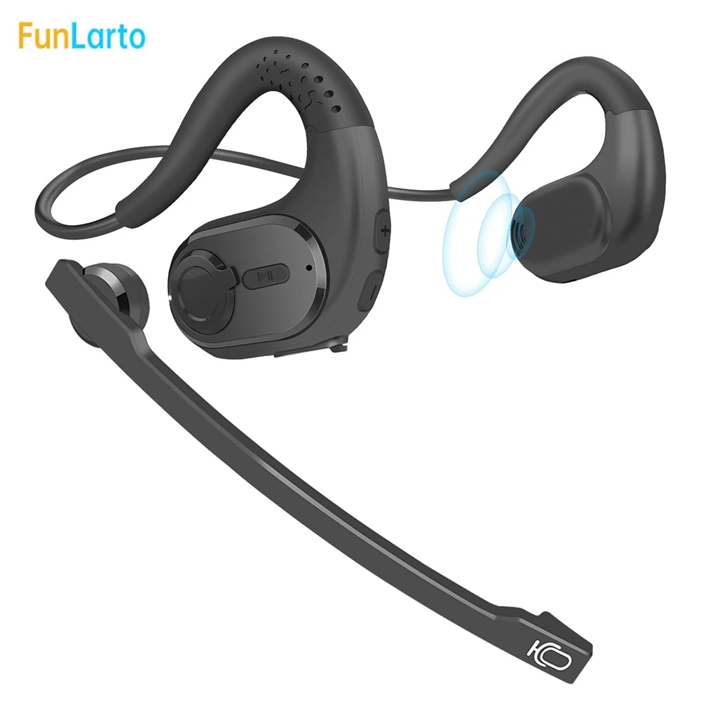 Bluetooth Headset with Detachable Microphone Multi-Point Wireless Headset Open Ear Headphones w/DSP Noise Canceling Mic for Call