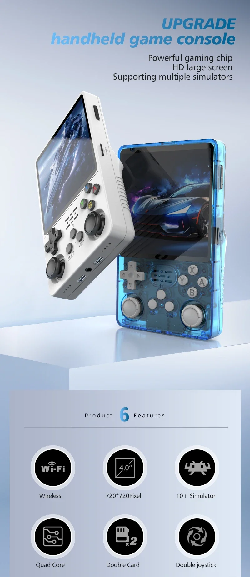 BOYHOM Big Screen Linux OS Retro Game Console R3 6S Plus 4.0inch IPS Screen Wifi for Pocket Video Player
