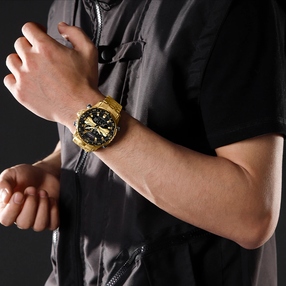 NAVIFORCE Fashion Brand Black Gold Men Watch Fashion Luxury Quartz Wrist Watches Sport Waterproof Stainless Steel Strap NF9234