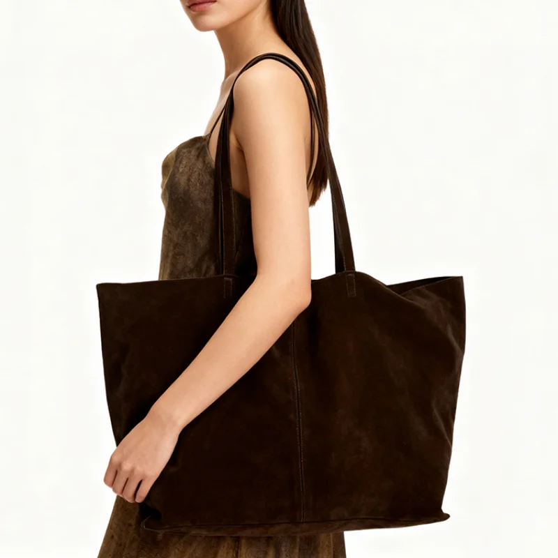 Autumn Winter All-match Bowling Shoulder For Women Horizontal Square Cowhide Vintage Tote Noble Handbag Large Capacity Shopper