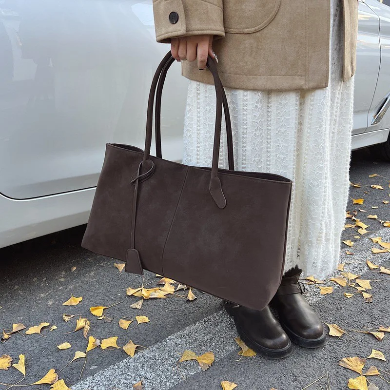 Autumn Winter All-match Bowling Shoulder For Women Horizontal Square Cowhide Vintage Tote Noble Handbag Large Capacity Shopper