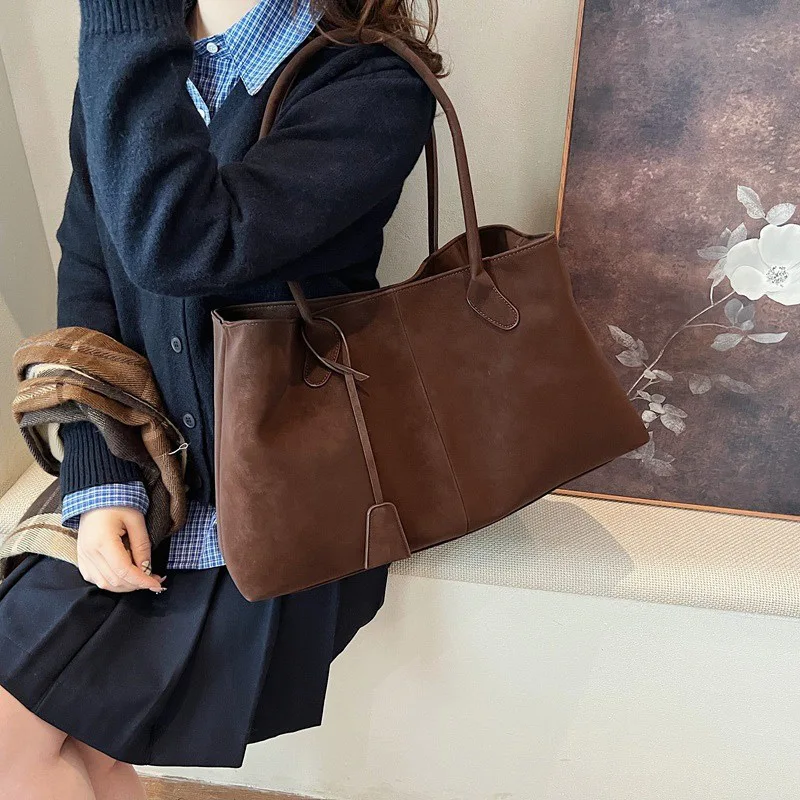 Autumn Winter All-match Bowling Shoulder For Women Horizontal Square Cowhide Vintage Tote Noble Handbag Large Capacity Shopper