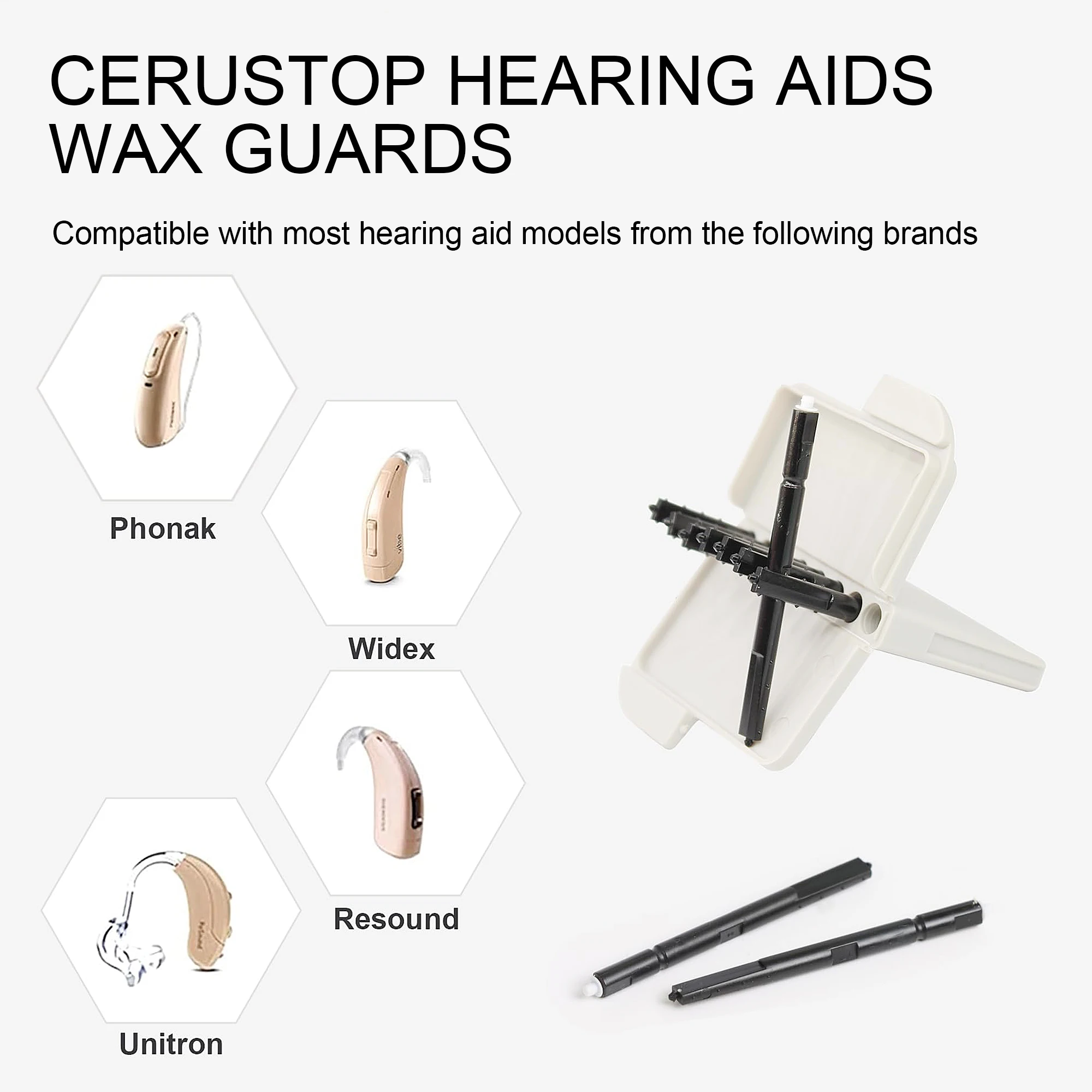(5 Packs/ 40 Pcs) Phonak Cerustop Wax Guards, for Unitron Widex and GN Resound Hearing Aid Wax Guard Filters