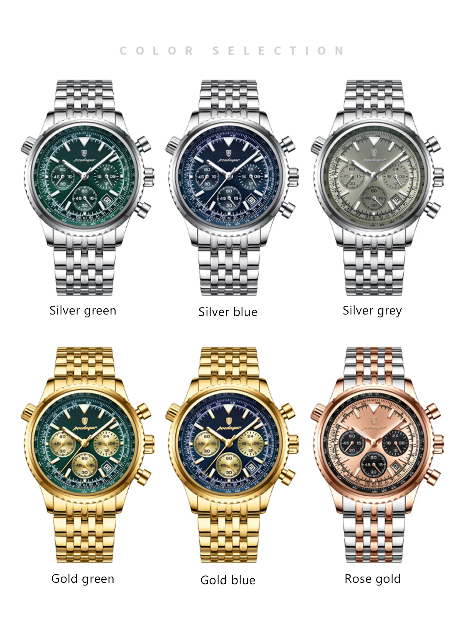 POEDAGAR Business Men's Wristwatch Waterproof Luminous Date Chronograph Luxury Man Watch Quartz Stainless Steel Watches For Men