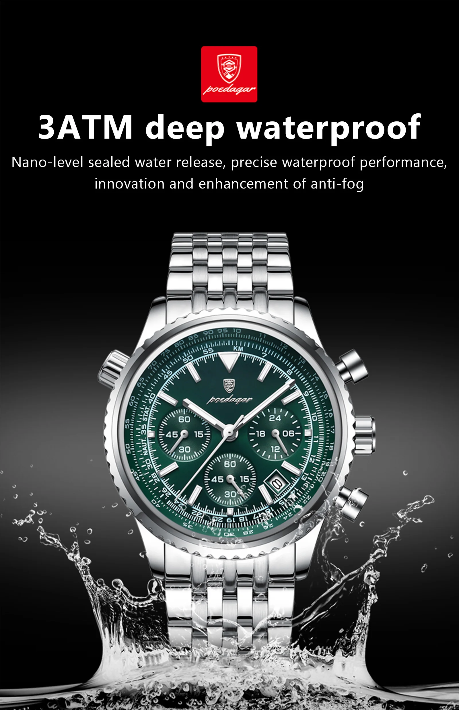 POEDAGAR Business Men's Wristwatch Waterproof Luminous Date Chronograph Luxury Man Watch Quartz Stainless Steel Watches For Men