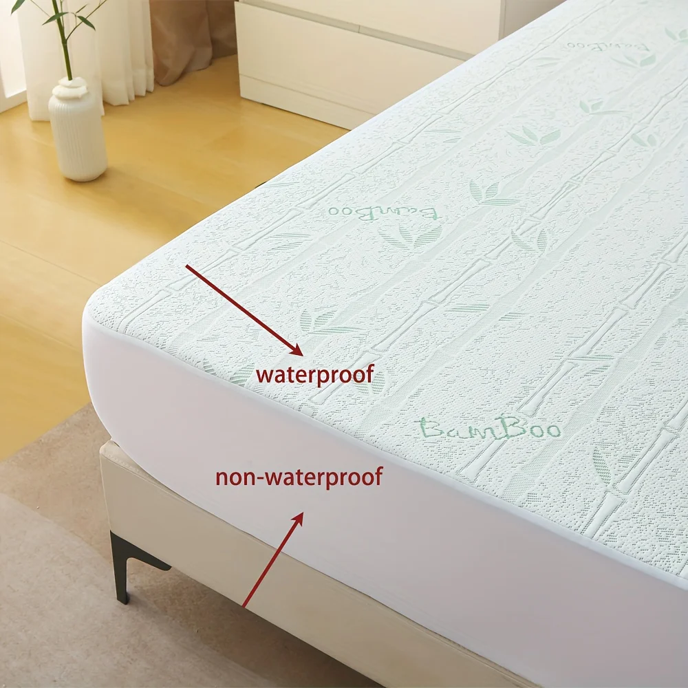 1p Cooling Bamboo Fiber Fitted Sheet, Breathable Mattress Protector Cover with Deep Pocket for Summer