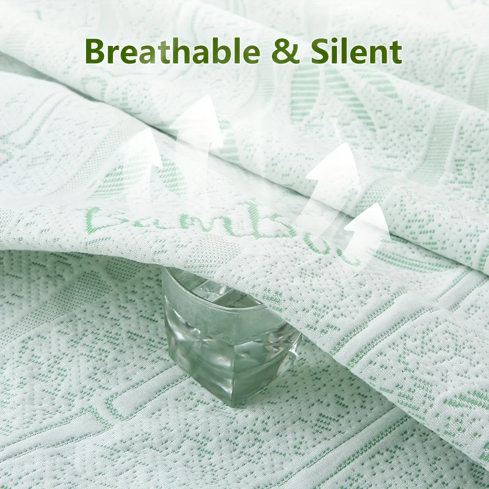 1p Cooling Bamboo Fiber Fitted Sheet, Breathable Mattress Protector Cover with Deep Pocket for Summer