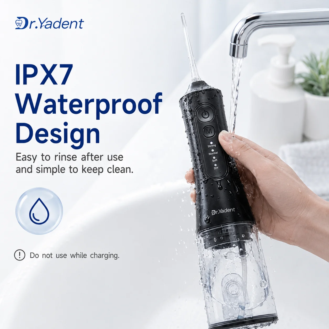 Dr.Yadent YD06 Oral Irrigator Flosser 300ML Large Capacity for Road Trips 4 Modes with DIY Pressure 7 Varies Nozzle Water Jets