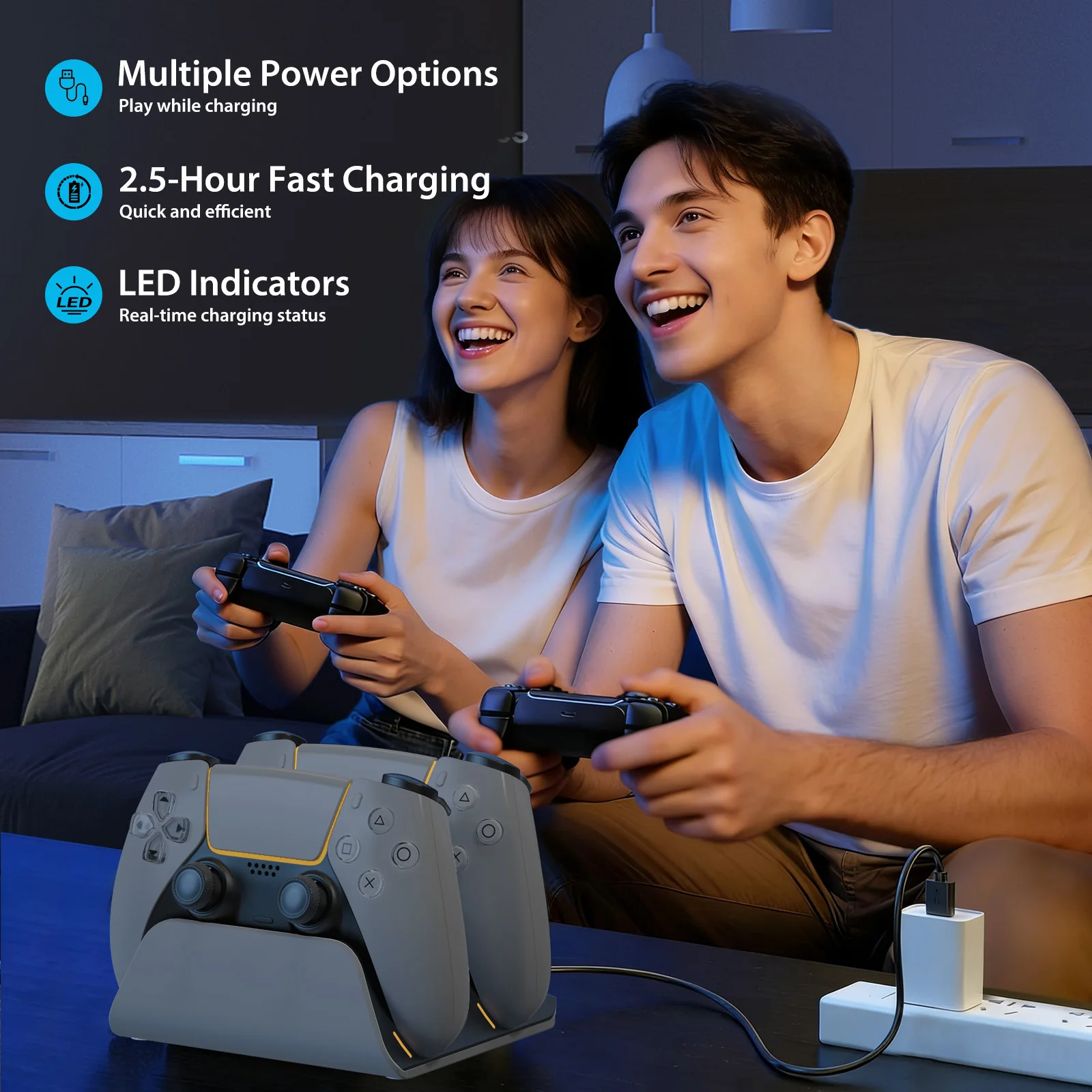 Fast Charging Dock for PS5 Controllers Dual Wireless Gamepad Charger Station PlayStation 5 Charging Stand Accessories