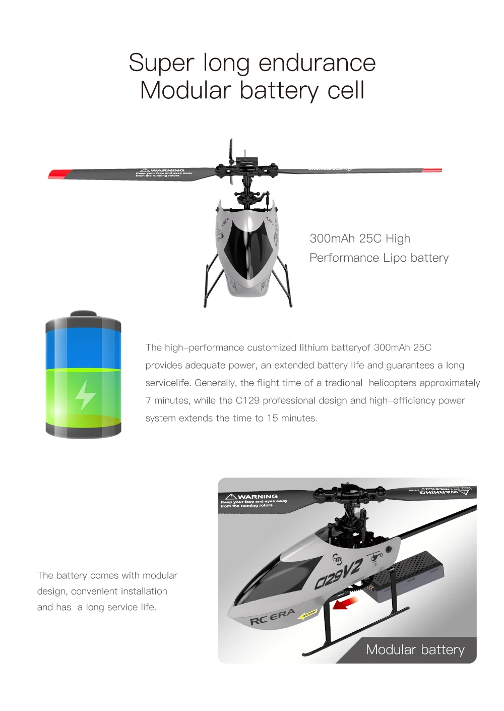 RC ERA C129V2 RTF RC Helicopter 2.4GHz 6-axis Gyroscope One Click 3D Flip Remote Control Aircraft Hobby Toys