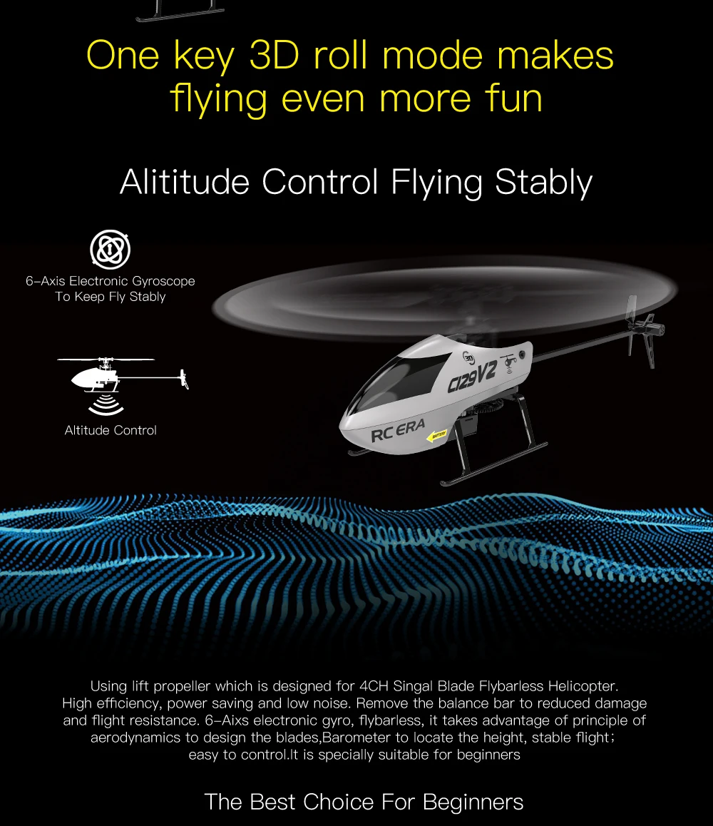 RC ERA C129V2 RTF RC Helicopter 2.4GHz 6-axis Gyroscope One Click 3D Flip Remote Control Aircraft Hobby Toys