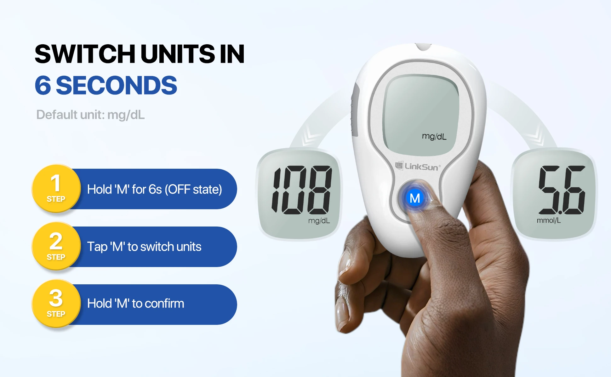 Blood Glucose Meter G-425-3 Diabetes Testing Kit Diabetes Machine Blood Sugar Meter Glucometer Test Strips Lancet 5S Get Results